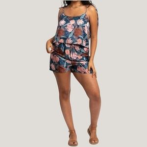 NEW GYAL BASHY Recycled Polyester Lucia Silky Printed Lounge Shorts Navy Palm 2X